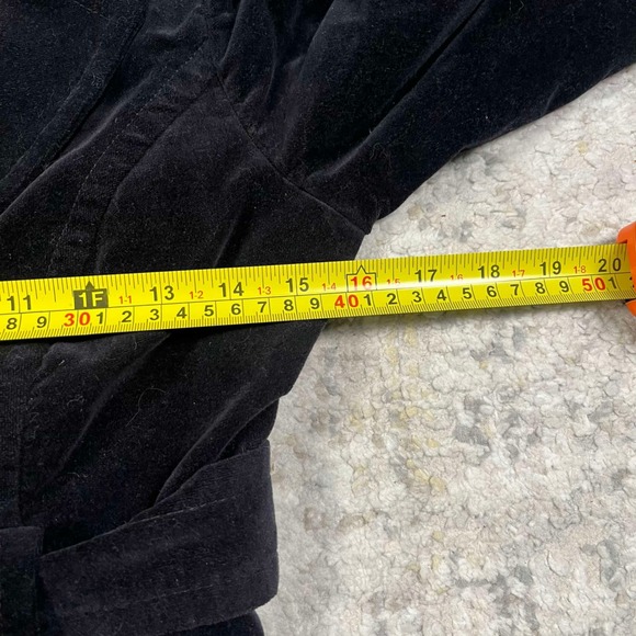 Bebe Black Velvet Military Blazer Jacket Belted Peplum Coat Y2K Womens Size 2 - Picture 6 of 10